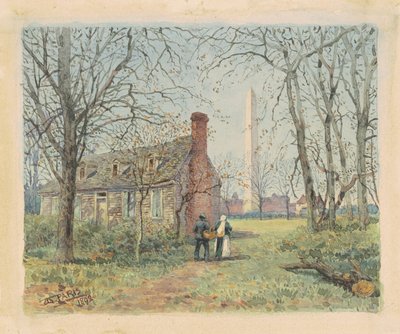 Cottage di David Burns e il Monumento a Washington, Washington D.C., 1892 da Walter Paris
